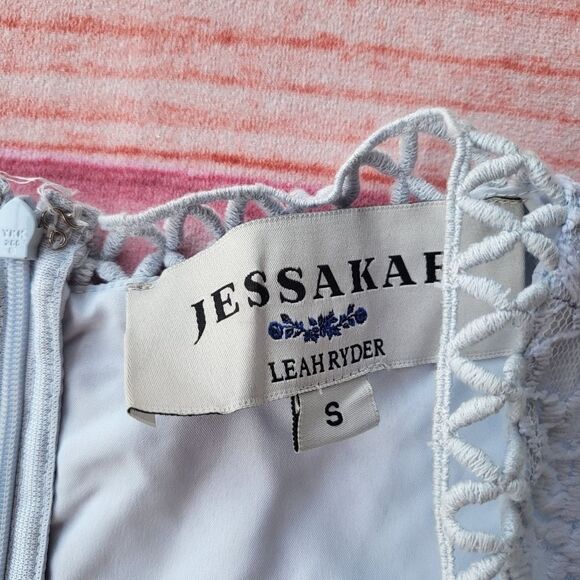 Jessakae Leah Ryder Felicia Blue Lace Long Sleeve Flare Mini Dress Size … - Picture 12 of 12